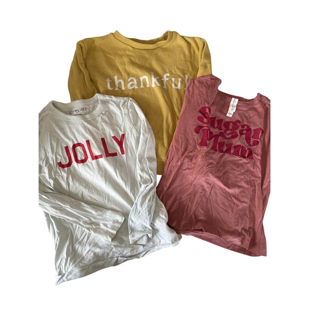 Crewcuts Jolly shirt size 4-5 lot with sugar plum shirt and thankful sweatshirt